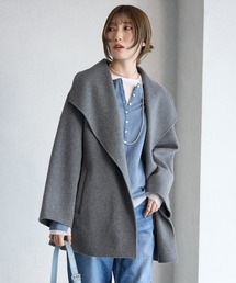 BABYLONE | ベルト付きリバーショートコート(ピーコート)