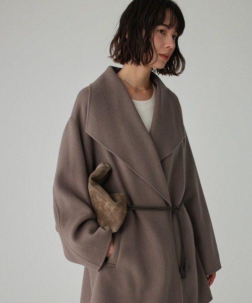 BABYLONE（バビロン）の「ベルト付きリバーショートコート（ピーコート