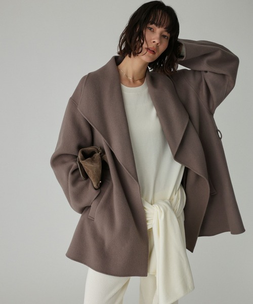 BABYLONE（バビロン）の「ベルト付きリバーショートコート（ピーコート