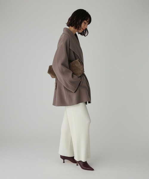 BABYLONE（バビロン）の「ベルト付きリバーショートコート（ピーコート・レディース・モカ/グレー/サンドグレー/キャメル・フリー）」の7枚目の写真