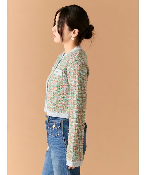 LILY BROWN（リリーブラウン）の「ツイードニットカーディガン（ルームウェア/パジャマ・レディース・アイボリー/マルチ/ピンク・F）」の7枚目の写真