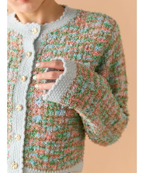 LILY BROWN（リリーブラウン）の「ツイードニットカーディガン（ルームウェア/パジャマ・レディース・アイボリー/マルチ/ピンク・F）」の9枚目の写真