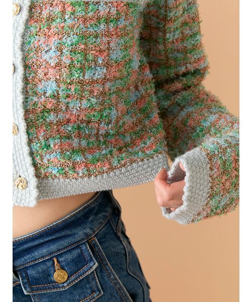 LILY BROWN（リリーブラウン）の「ツイードニットカーディガン（ルームウェア/パジャマ・レディース・アイボリー/マルチ/ピンク・F）」の10枚目の写真