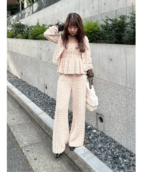 LILY BROWN（リリーブラウン）の「ツイードニットカーディガン（ルームウェア/パジャマ・レディース・アイボリー/マルチ/ピンク・F）」の16枚目の写真