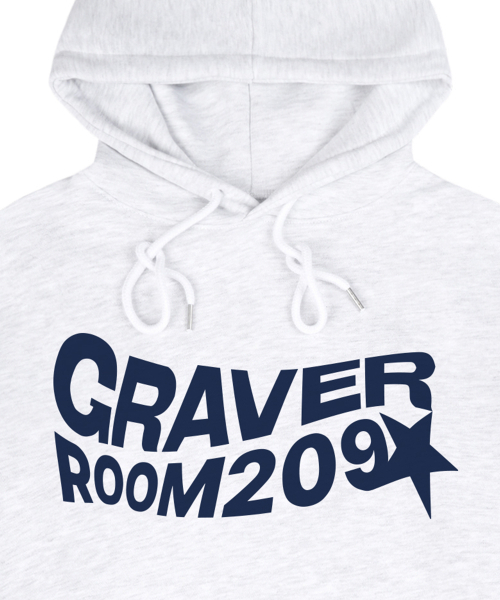 GRAVER（グレーバー）の「[ユニセックス]ウェーブスターロゴフードパーカー_メランジホワイト（パーカー・レディース・ホワイト・SMALL/MEDIUM/LARGE/X-LARGE）」の2枚目の写真
