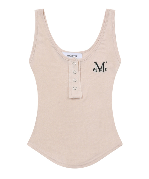 MUCENT（ムセント）の「ハリングシグネチャーロゴスナップボタンユニックスリーブレス（4色）（Tシャツ/カットソー・レディース・チャコール/Beige/ホワイト/グレー/ブラック・FREE）」の17枚目の写真