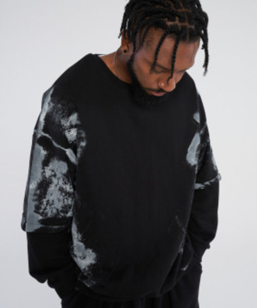 TENER(テネル)の「Layered Site Paint Sweatshirt_Black(スウェット・メンズ・その他・F)」の1枚目の写真