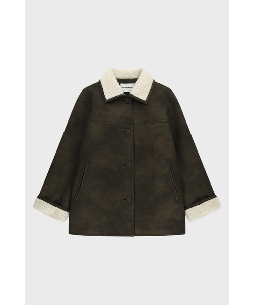AFTERHOURS(アフターアワーズ)の「WOOL SHEARLING MUSTANG JACKET (KHAKI-BLACK)(ムートンコート・レディース・カーキ・FREE)」の8枚目の写真