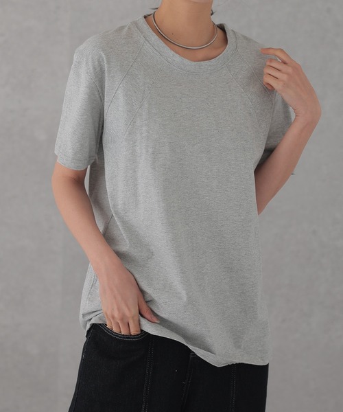 DAYRA(デイラ)の「コットン ラグラン シーム 半袖 Tシャツ(Tシャツ/カットソー・レディース・グレー/ブラック/ホワイト・M/XL)」の3枚目の写真