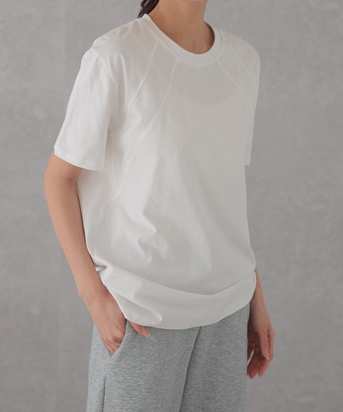 DAYRA(デイラ)の「コットン ラグラン シーム 半袖 Tシャツ(Tシャツ/カットソー・レディース・グレー/ブラック/ホワイト・M/XL)」の2枚目の写真