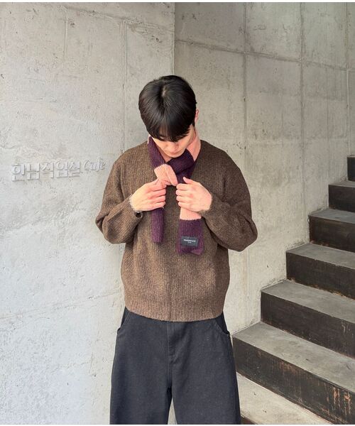 POKER FACE（ポーカーフェイス）の「COMFORT ROUND NECK KINT DEEP BROWN（ニット/セーター・レディース・ダークブラウン・48）」の6枚目の写真
