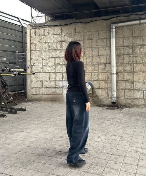 KANEITEI(カネイテイ)の「MILKYWAY WIDE DENIM PANTS (BLACK)(デニムパンツ・レディース・ブラック・MEDIUM/LARGE/X-LARGE)」の3枚目の写真