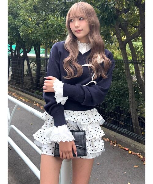 CALNAMUR(カルナムール)の「ドットティアードパンツ(その他パンツ・レディース・ホワイト/ブラック・SMALL/MEDIUM)」の8枚目の写真