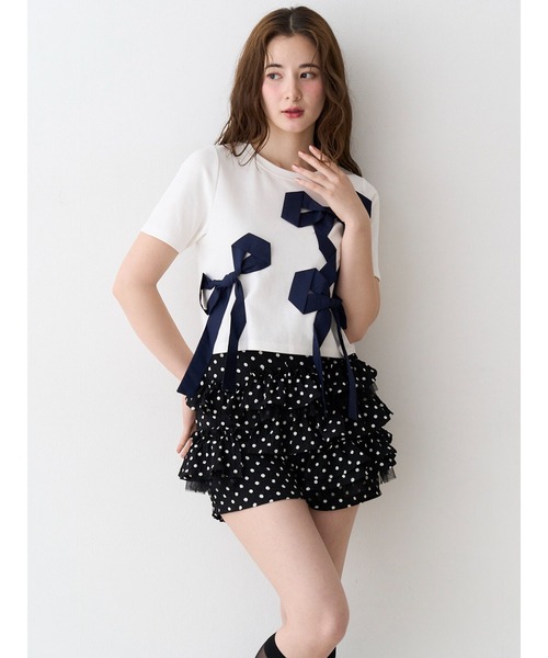 CALNAMUR(カルナムール)の「ドットティアードパンツ(その他パンツ・レディース・ホワイト/ブラック・SMALL/MEDIUM)」の6枚目の写真