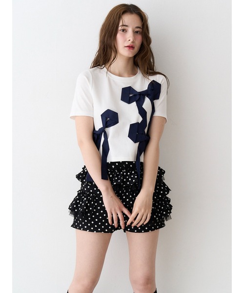 CALNAMUR(カルナムール)の「ドットティアードパンツ(その他パンツ・レディース・ホワイト/ブラック・SMALL/MEDIUM)」の5枚目の写真