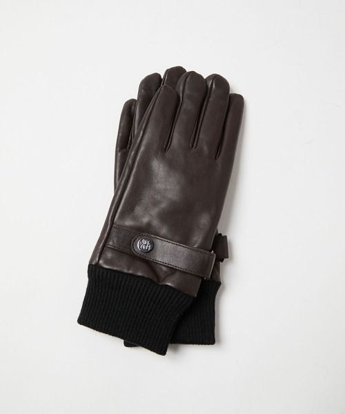 KATHARINE HAMNETT LONDON （キャサリンハムネットロンドン）の「KATHARINE HAMNETT LONDON/キャサリンハムネットロンドン 本革レザーグローブベルト付き（タッチパネル対応）KHM-1015（手袋・メンズ・ブラック/ダークブラウン・25/23/26/24）」の15枚目の写真