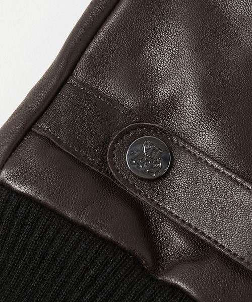 KATHARINE HAMNETT LONDON （キャサリンハムネットロンドン）の「KATHARINE HAMNETT LONDON/キャサリンハムネットロンドン 本革レザーグローブベルト付き（タッチパネル対応）KHM-1015（手袋・メンズ・ブラック/ダークブラウン・25/23/26/24）」の5枚目の写真