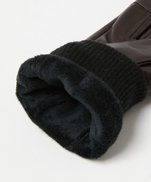 KATHARINE HAMNETT LONDON （キャサリンハムネットロンドン）の「KATHARINE HAMNETT LONDON/キャサリンハムネットロンドン 本革レザーグローブベルト付き（タッチパネル対応）KHM-1015（手袋・メンズ・ブラック/ダークブラウン・25/23/26/24）」の11枚目の写真