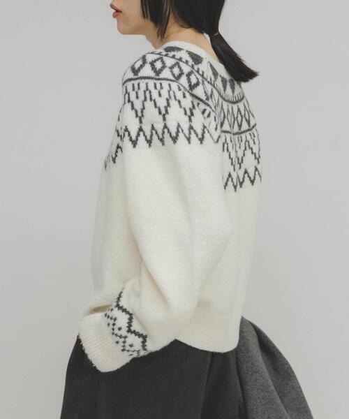 KBF（ケイビーエフ）の「ノルディックニット（ニット/セーター・レディース・ボルドー/グレー/アイボリー・ONE）」の7枚目の写真