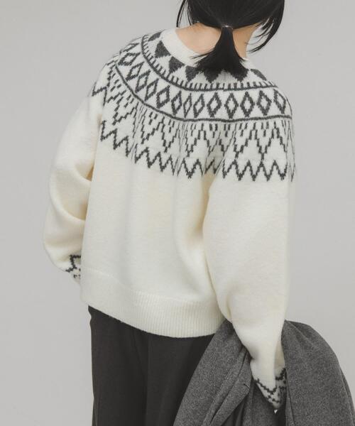 KBF（ケイビーエフ）の「ノルディックニット（ニット/セーター・レディース・ボルドー/グレー/アイボリー・ONE）」の8枚目の写真