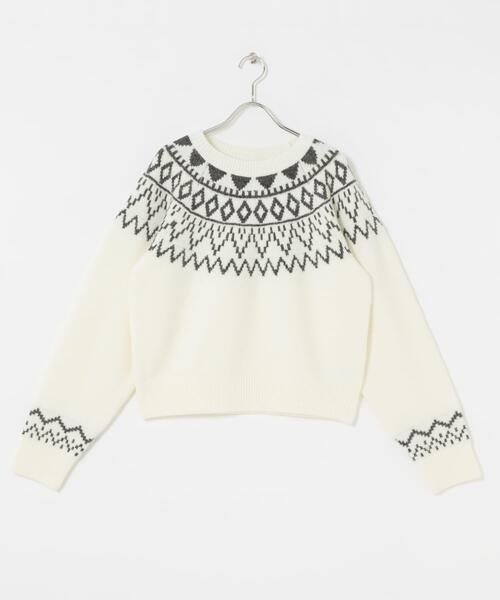 KBF（ケイビーエフ）の「ノルディックニット（ニット/セーター・レディース・ボルドー/グレー/アイボリー・ONE）」の4枚目の写真