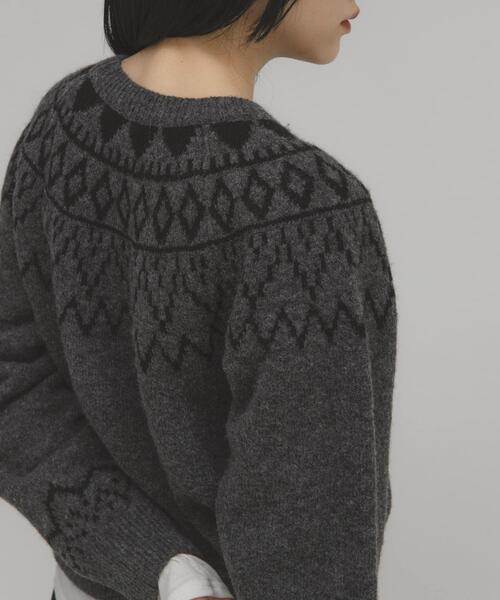 KBF（ケイビーエフ）の「ノルディックニット（ニット/セーター・レディース・ボルドー/グレー/アイボリー・ONE）」の7枚目の写真