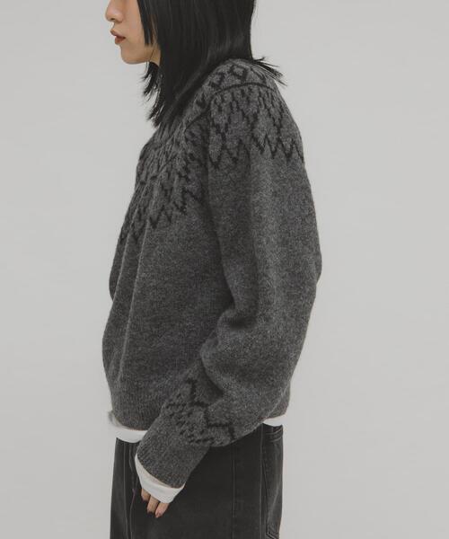 KBF（ケイビーエフ）の「ノルディックニット（ニット/セーター・レディース・ボルドー/グレー/アイボリー・ONE）」の9枚目の写真