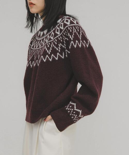 KBF（ケイビーエフ）の「ノルディックニット（ニット/セーター・レディース・ボルドー/グレー/アイボリー・ONE）」の16枚目の写真