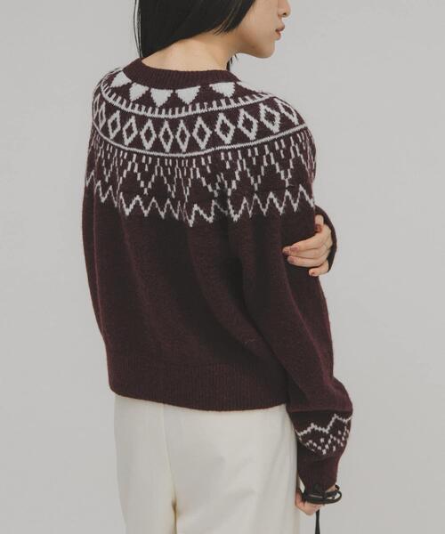 KBF（ケイビーエフ）の「ノルディックニット（ニット/セーター・レディース・ボルドー/グレー/アイボリー・ONE）」の17枚目の写真