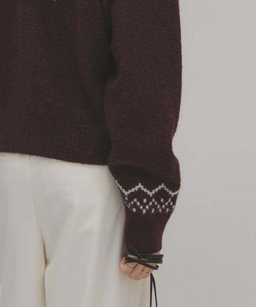 KBF（ケイビーエフ）の「ノルディックニット（ニット/セーター・レディース・ボルドー/グレー/アイボリー・ONE）」の18枚目の写真