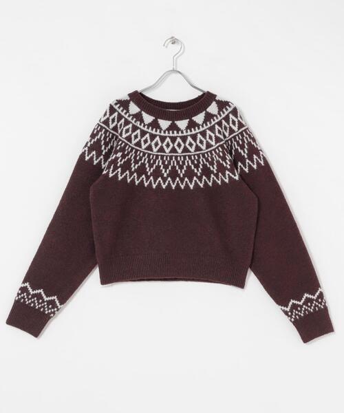 KBF（ケイビーエフ）の「ノルディックニット（ニット/セーター・レディース・ボルドー/グレー/アイボリー・ONE）」の21枚目の写真