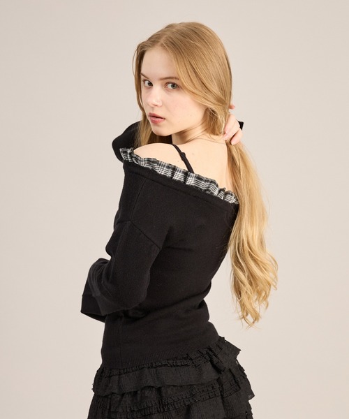 apres jour mignon（アプレジュールミニョン）の「２WAYフリルレイヤードトップス（ニット/セーター・レディース・ブラック/ブラック系その他/グレー・フリー/LARGE）」の15枚目の写真