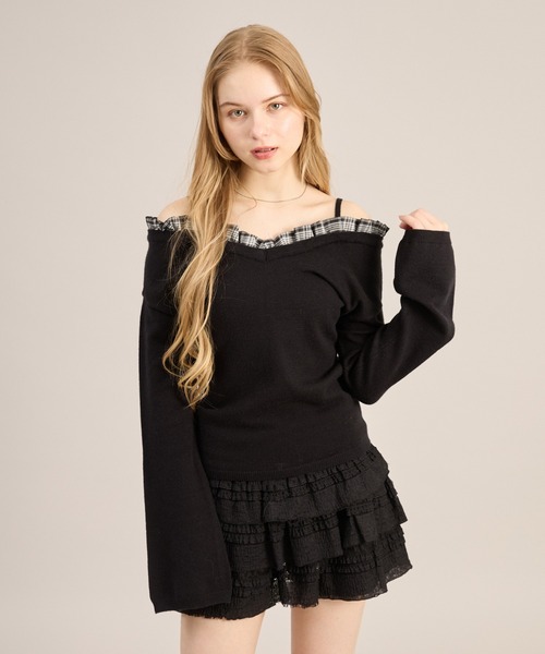 apres jour mignon（アプレジュールミニョン）の「２WAYフリルレイヤードトップス（ニット/セーター・レディース・ブラック/ブラック系その他/グレー・フリー/LARGE）」の18枚目の写真