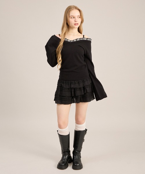 apres jour mignon（アプレジュールミニョン）の「２WAYフリルレイヤードトップス（ニット/セーター・レディース・ブラック/ブラック系その他/グレー・フリー/LARGE）」の20枚目の写真