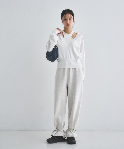 CODE A（コードエー）の「【Re】ribbon sweat pants（その他パンツ・レディース・ライトグレー/オフホワイト・34/38/36）」の4枚目の写真