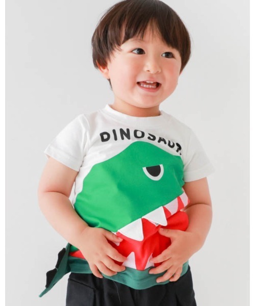 CHEEK ROOM(チークルーム)の「CHEEK ROOM/チークルーム 恐竜歯磨きTシャツ(Tシャツ/カットソー・キッズ・サックスブルー/ブラック/オフホワイト・120cm/110cm/100cm/90cm/130cm/80cm)」の2枚目の写真