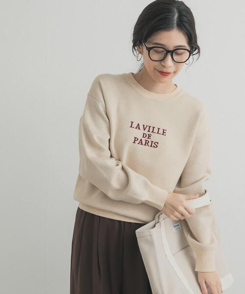 URBAN RESEARCH DOORS（アーバンリサーチドアーズ）の「ロゴソフトニットプルオーバー| 大人カジュアル/ロゴニット/ジャガード/冬（ニット/セーター・レディース・ネイビー/チャコールグレー/ライトベージュ・FREE）」の3枚目の写真