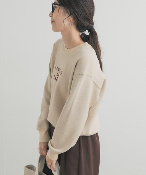 URBAN RESEARCH DOORS（アーバンリサーチドアーズ）の「ロゴソフトニットプルオーバー| 大人カジュアル/ロゴニット/ジャガード/冬（ニット/セーター・レディース・ネイビー/チャコールグレー/ライトベージュ・FREE）」の7枚目の写真