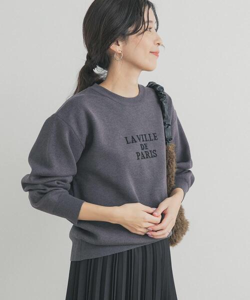 URBAN RESEARCH DOORS（アーバンリサーチドアーズ）の「ロゴソフトニットプルオーバー| 大人カジュアル/ロゴニット/ジャガード/冬（ニット/セーター・レディース・ネイビー/チャコールグレー/ライトベージュ・FREE）」の17枚目の写真