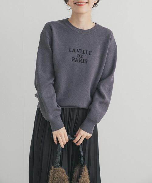 URBAN RESEARCH DOORS（アーバンリサーチドアーズ）の「ロゴソフトニットプルオーバー| 大人カジュアル/ロゴニット/ジャガード/冬（ニット/セーター・レディース・ネイビー/チャコールグレー/ライトベージュ・FREE）」の20枚目の写真