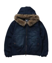 SEQUENZ（シークエンズ）の「【SEQUENZ（シークエンズ）】FUR DENIM HOODIE JKT / デニム ジャケット ファー 中綿 ダブルジップ フーディ ドローコード 加工（その他アウター）」