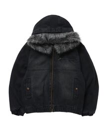 フェイクファー / 中綿デニムフーディジャケット / FUR DENIM HOODIEJKT