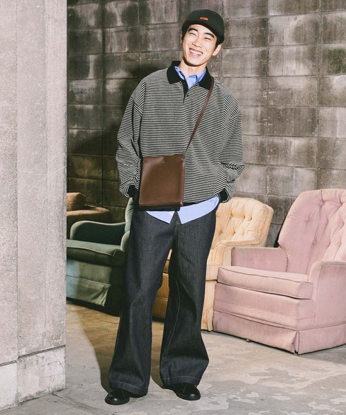 niko and...（ニコアンド）の「裏毛ボーダーポロ（ポロシャツ・メンズ・ブラック/ネイビー/ライトグリーン・MEDIUM/LARGE）」の4枚目の写真