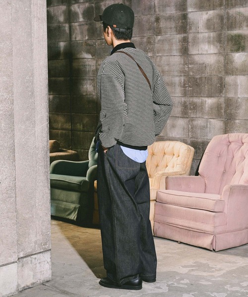 niko and...（ニコアンド）の「裏毛ボーダーポロ（ポロシャツ・メンズ・ブラック/ネイビー/ライトグリーン・MEDIUM/LARGE）」の6枚目の写真