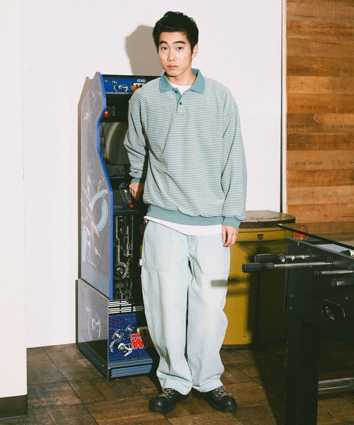 niko and...（ニコアンド）の「裏毛ボーダーポロ（ポロシャツ・メンズ・ブラック/ネイビー/ライトグリーン・MEDIUM/LARGE）」の9枚目の写真