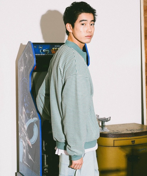 niko and...（ニコアンド）の「裏毛ボーダーポロ（ポロシャツ・メンズ・ブラック/ネイビー/ライトグリーン・MEDIUM/LARGE）」の12枚目の写真