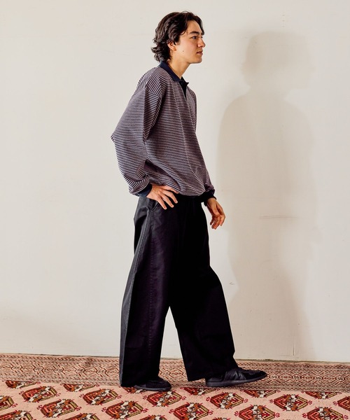 niko and...（ニコアンド）の「裏毛ボーダーポロ（ポロシャツ・メンズ・ブラック/ネイビー/ライトグリーン・MEDIUM/LARGE）」の15枚目の写真