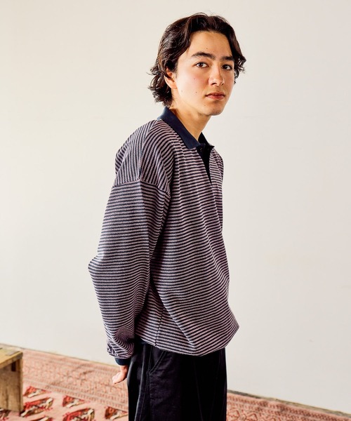 niko and...（ニコアンド）の「裏毛ボーダーポロ（ポロシャツ・メンズ・ブラック/ネイビー/ライトグリーン・MEDIUM/LARGE）」の17枚目の写真