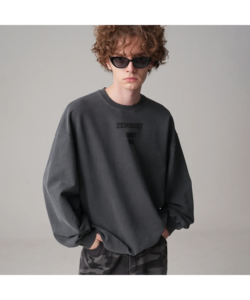 ZENDUST(ジェンダスト)の「Leca Sweat shirt - 6COL(スウェット・レディース・ブラックミックス/ライトカーキ/ブラック/ライトピンク/アッシュグレー/チェリーピンク・MEDIUM/LARGE/SMALL)」の3枚目の写真