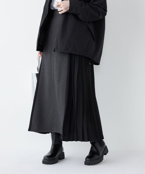 セール】SHIPS Colors:〈手洗い可能〉プリーツ コンビ スカート